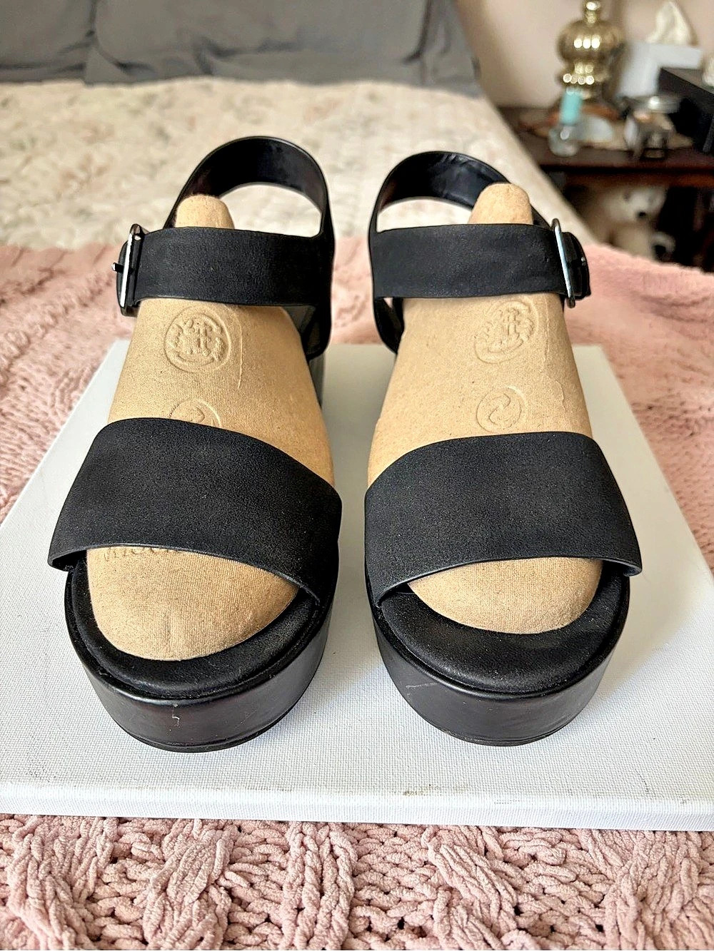 A New Day Platform Wedge Sandals Black